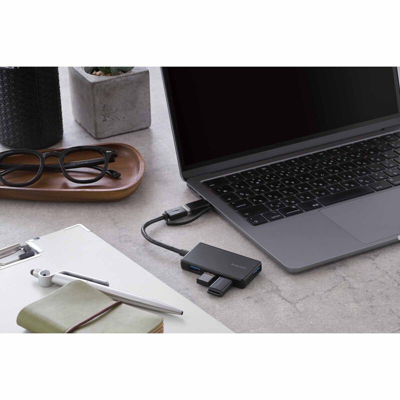 ELECOM Usb C/a 4ports 3.1(gen 1) Hub Blk U3H-CA4004BBK-image 7