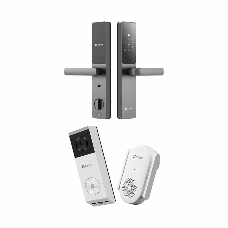 EZVIZ Lever Handle Smart Lock + Video Doorbell Bundle DL05 + EP3X-image 1