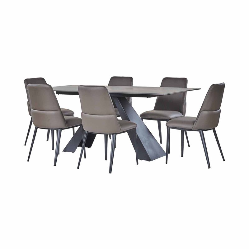 7 Piece Dining Set (beige) HANWELL-image 7