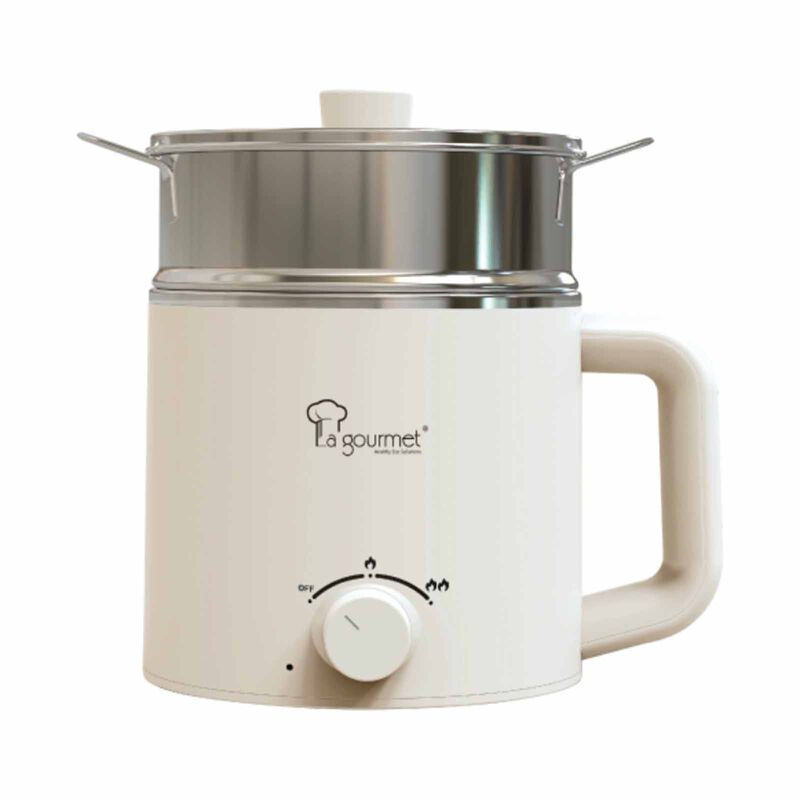LA GOURMET Ray Of Hope 1.6l Multi Cooker With Stainless Steel Steamer - White LGELROH432698-image 1