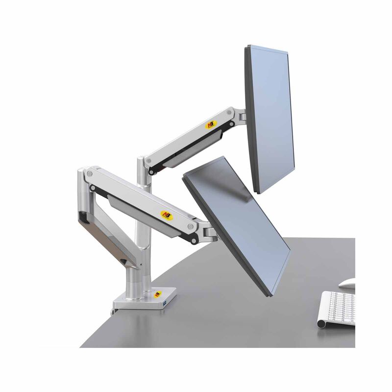 NORTHBAYOU Monitor Arm Fits 22-32in, Hold 2-12kg Vesa 75x75 / 100x100 (each Arm) G32 DUAL SILVER-image 1