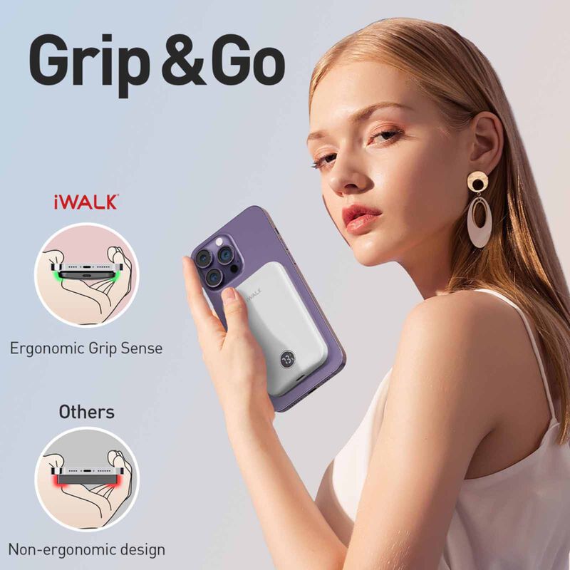 IWALK Powergrip Slim Magnetic Wireless Powerbank 5000mah For Iphone White MXB008-002A-image 6