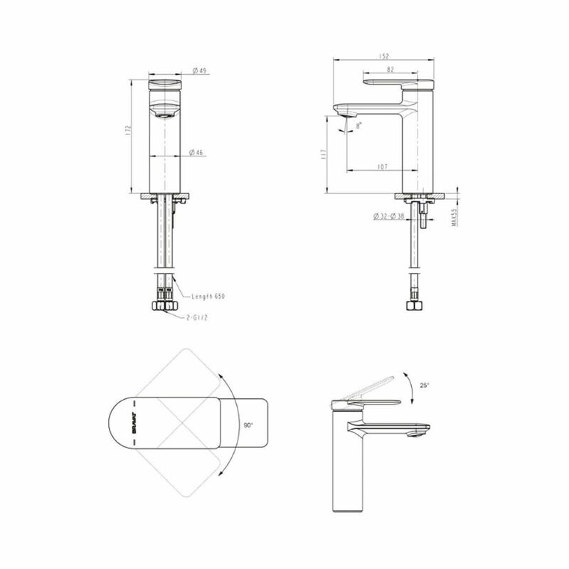 BRAVAT Bravat Eddie Single Lever Basin Mixer Dzr Brass Body - Exclude Installation F1369402CP-ENG-image 3