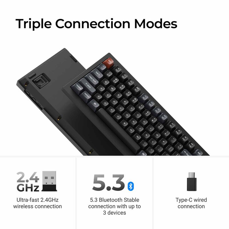 KEYCHRON V1 Ultra 8k 75% 82 Key Black Knob Rgb Hot-swap Silk Pom Banana Switch KYCN-V1U-D4-image 3