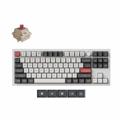 KEYCHRON Q3 Ultra 8k 80% 87 Key White Knob Rgb Hot-swap Silk Pom Red Switch KYCN-Q3U-P1