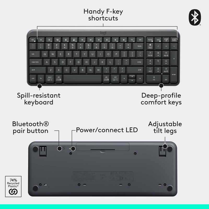 LOGITECH K250 Wireless Bt Keyboard Graphite 920-013491-image 6