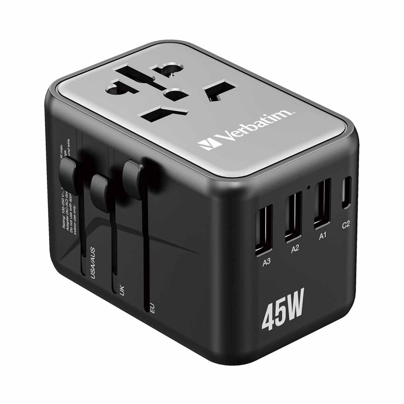 VERBATIM Uta-08 Universal Travel Adapter With 1 X Usb-c Pd 45w / 1 X Usb-c / 3 X Usb-a VM32123-image 2
