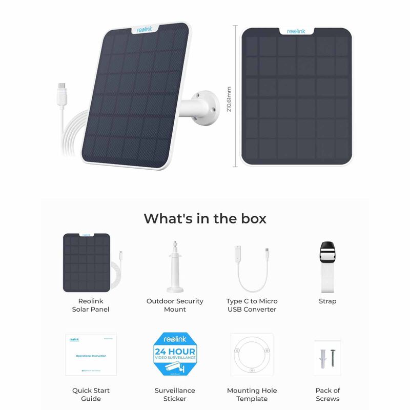 REOLINK Reolink Solar Panel 2 White 6w With 4m Type-c Connection Cable For Reolink Battery/solar Cameras SP2-W-image 11