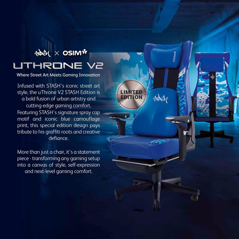 OSIM Uthrone V2 Gaming Massage Chair - Stash Blue OS-8243-BL-image 4