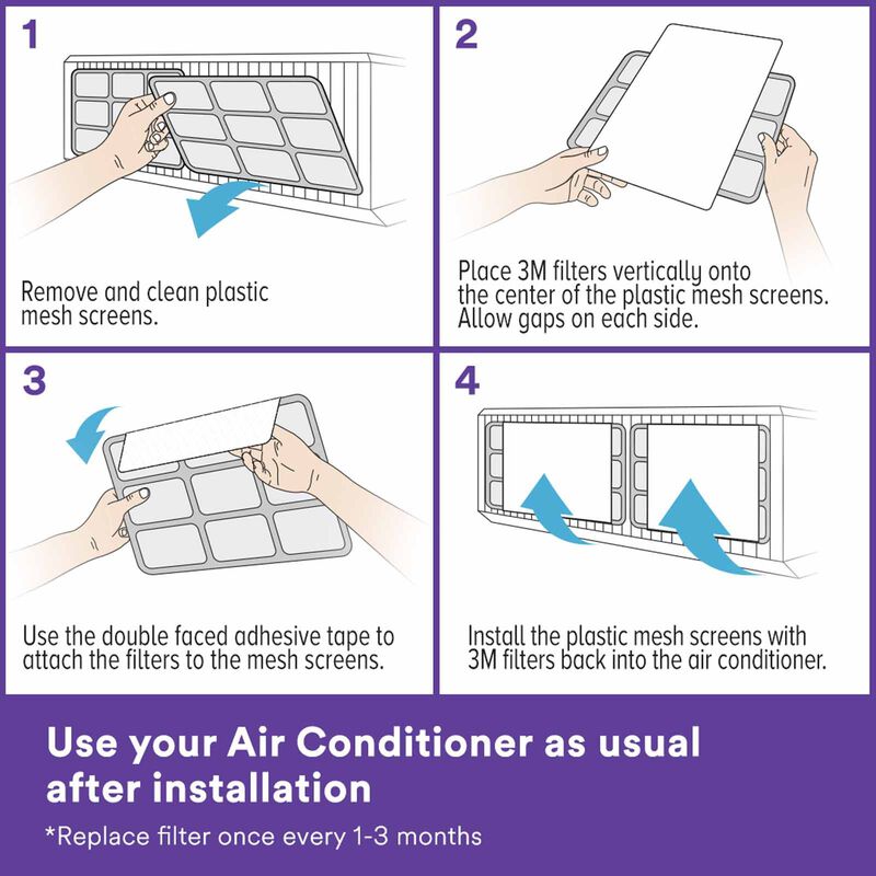 3M Aircon Filter 4pcs 22x34cm For Dust Allergen & Bacteria 9809-CEN-image 10