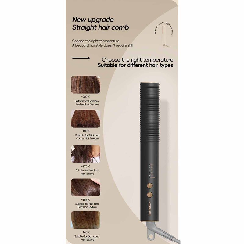 KOIZUMI Silk Straight Hot Iron Comb - Black KHR-G650/KD-image 6