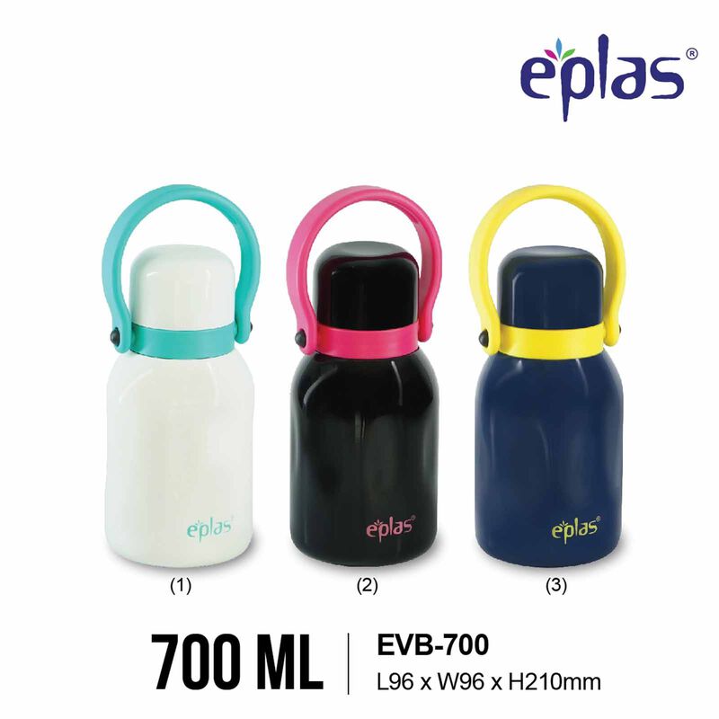EPLAS 316 Double-walled Stainless Steel One Touch Thermal Bottle With Handle (700ml) - Black/pink EVB-700-image 2