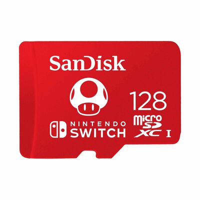 SANDISK Sandisk & Nintendo Cobranded Microsdxc 128gb, U3, C10, Uhs-1, 100mb/s R, 90mb/s W, 3x5, Lifetime Ltd SDSQXAO-128G-GN3ZN