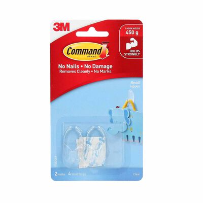 3M COMMAND Small Hooks 2hooks 4strips 17092CLR