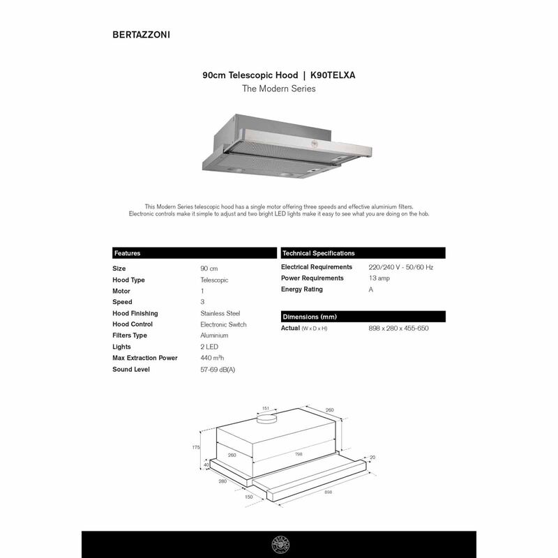 BERTAZZONI 90cm Telescopic Hood (exclude Installation) K90TELXA-image 3