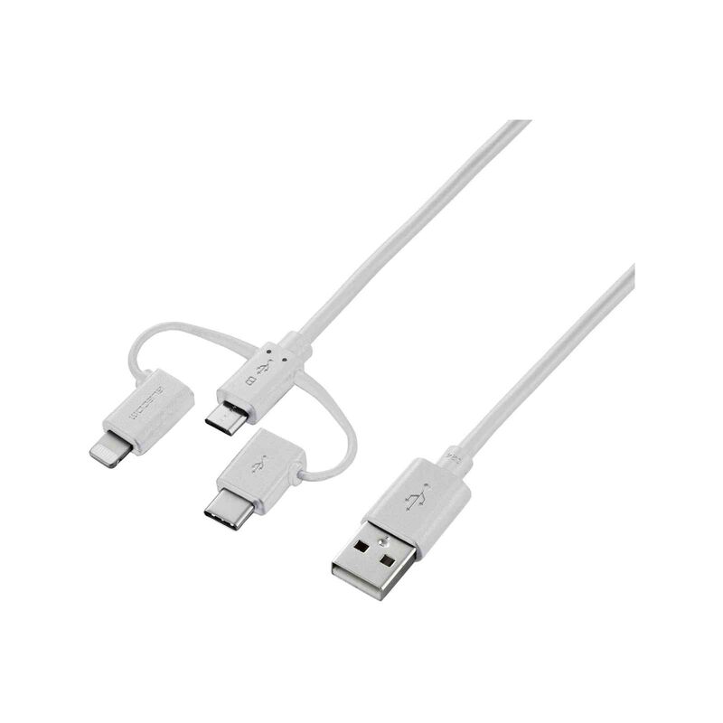 ELECOM 3 In 1 Charging Cable 1.2m White MPA-AMBLCAD12WH-image 1