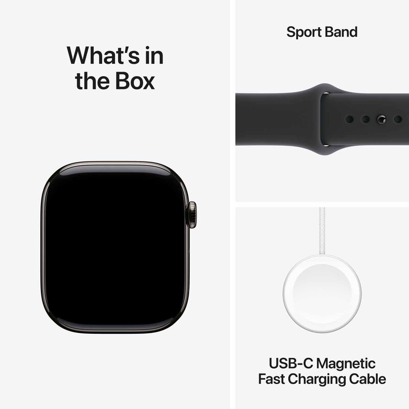 APPLE Watch Series 11 Gps + Cellular 46mm Slate Titanium Case With Black Sport Band - M/l MFD24X/A-image 7