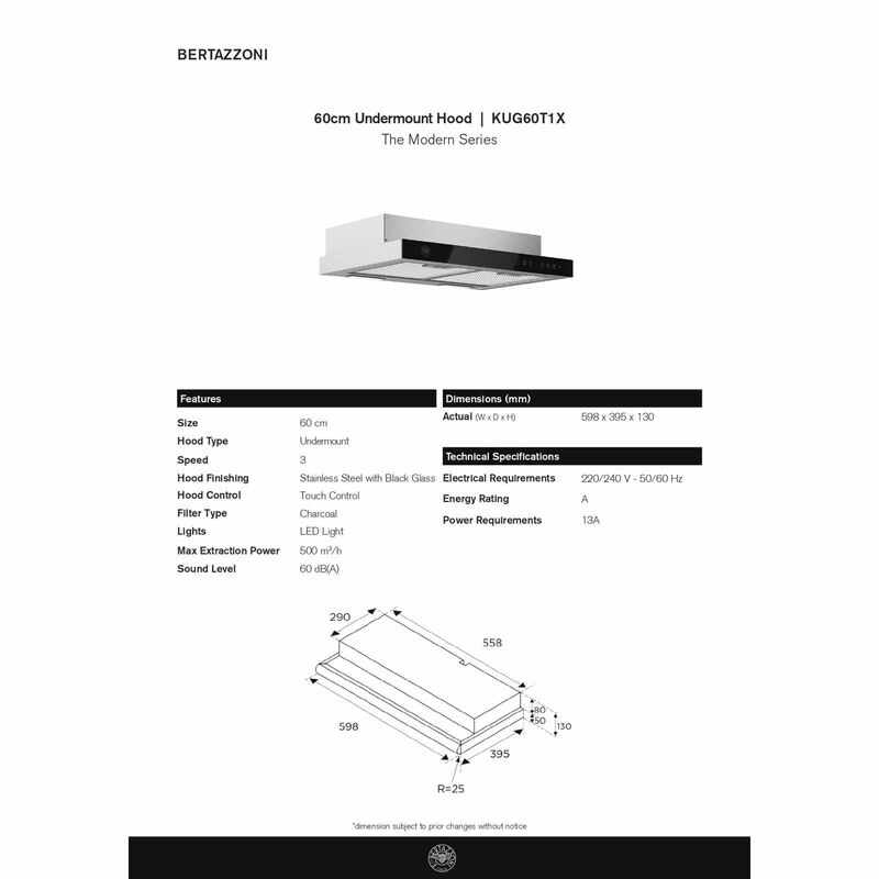 BERTAZZONI 60cm Slimline Hood KUG60T1X-image 5