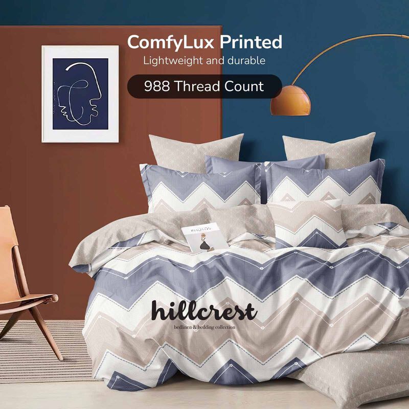 HILLCREST Hillcrest I 988tc Comfylux I Printed I Super Single Fitted Sheet Set I Chevron ( Oe ) 6831 I SS I FS I CHEVRON-image 1