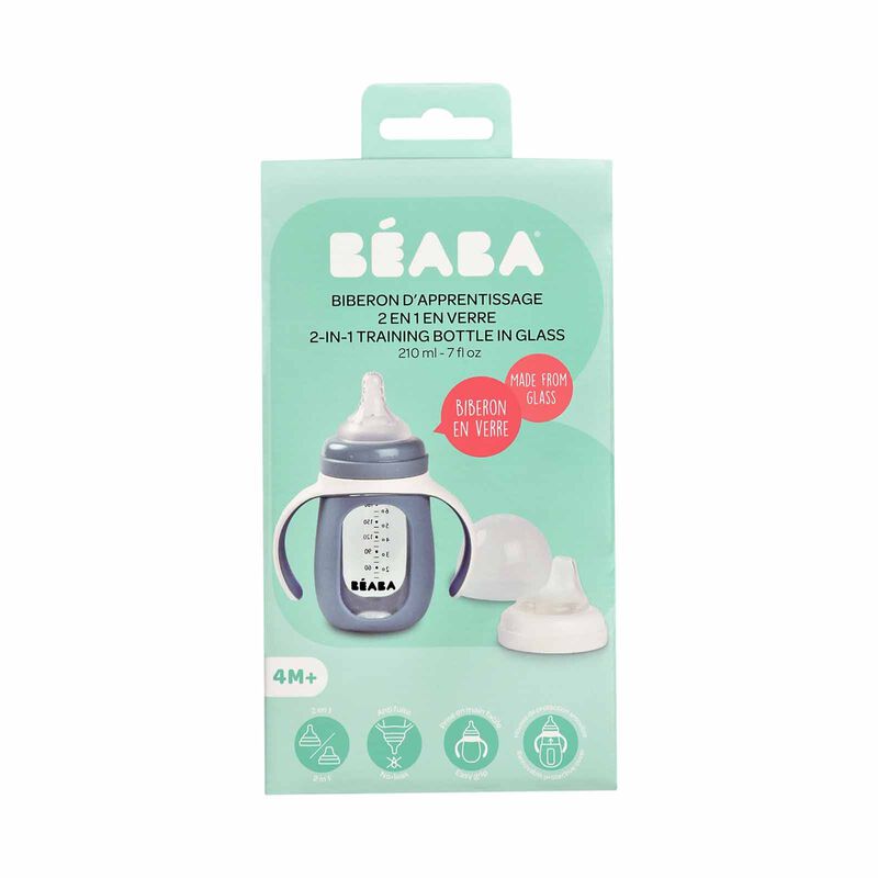 BEABA With Silicone Protective Sleeve 210ml - Blue (online) GLASS BOTTLE-image 5