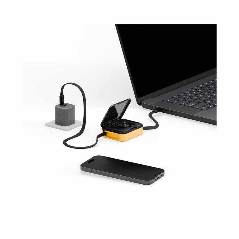 BAZIC Gocharge Loop, 5 In 1 Cable Kit With Swappable Usb A & Lighting Adapters, 1m Retractable Cable - Yel CBL-LOOP-YLW100-image 2