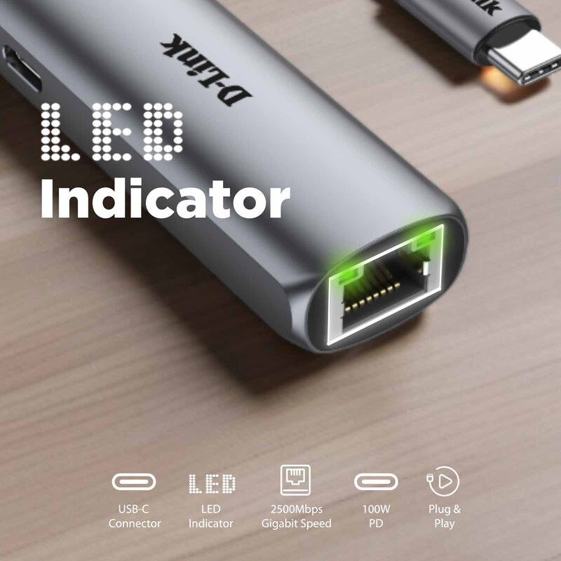 DLINK Usb-c To 2.5g Ethernet Adapter With 100w Power Delivery DUB-E255-image 5