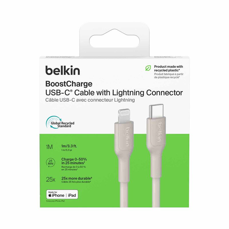 BELKIN Usb-c - Lightning Cable, Pcr, 1m, Sand CAA021FQ1MSD-image 3