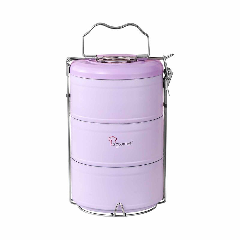 LA GOURMET Periwinkle 2.1l 3-tier Tiffin Carrier LGPWE409607-image 1