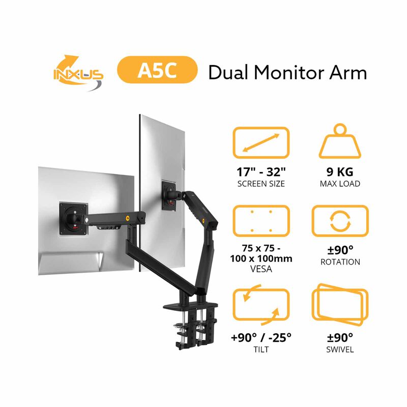 NORTHBAYOU Monitor Arm Fits 17-32 Inches, Hold 2-9 Kg Vesa 75 X 75 / 100 X 100 A5C - BLACK-image 4