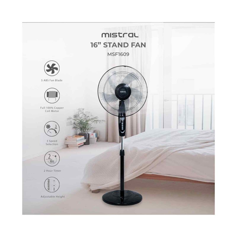MISTRAL 16 In Stand Fan -black MSF1609-image 7