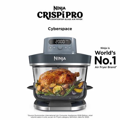 NINJA Crispi Pro Countertop Glass Air Fryer - Cyberspace AS101SMBL