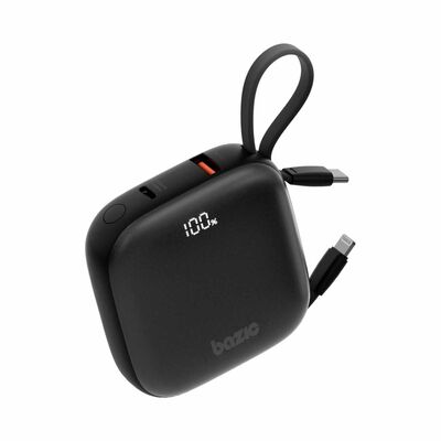 ENERGEA 3 In 1 10000mah Powerbank With Built-in Usb-c And Lightning Cable Truffle GPW-FUSN-BLK BAZIC GOPOWER FUSION