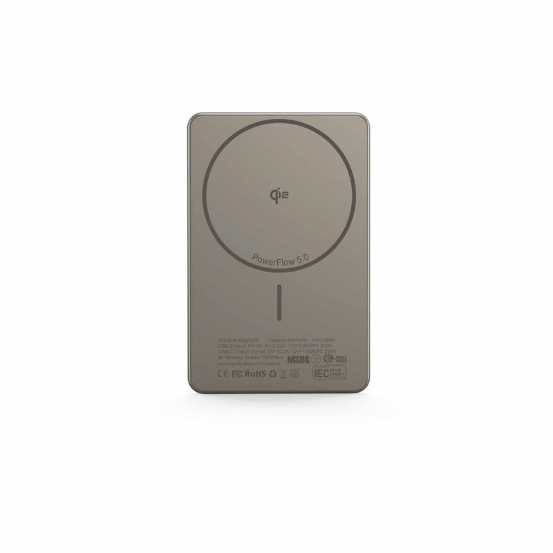 MAZER Qi2 Certified 15w 5000mah Pd20w Ultra Thin Power Bank - Natural Titanium M-MAGAIR29-NT-image 6