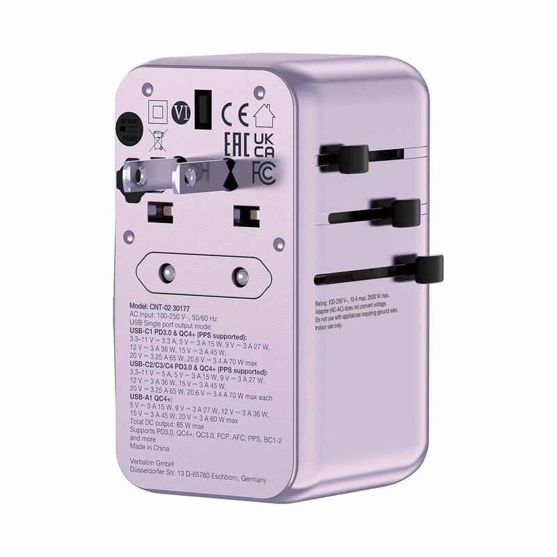 VERBATIM Charge N Travel 85w Retractable Cable - Purple VM30177-image 3