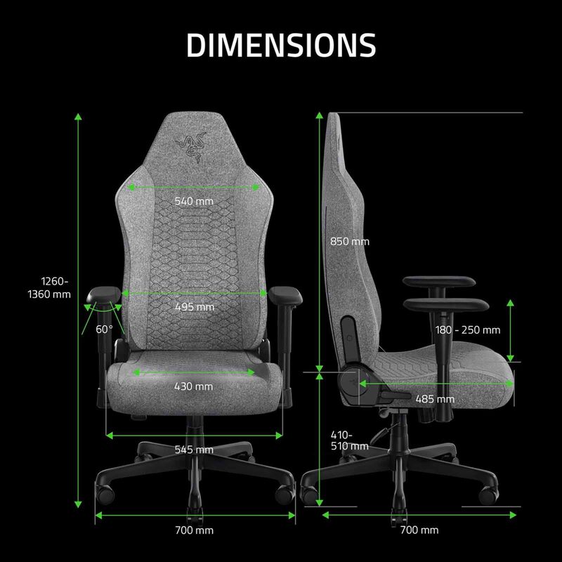 RAZER Iskur V2 X - Gaming Chair - Light Gray Fabric RZ38-05310200-R3UA-image 7
