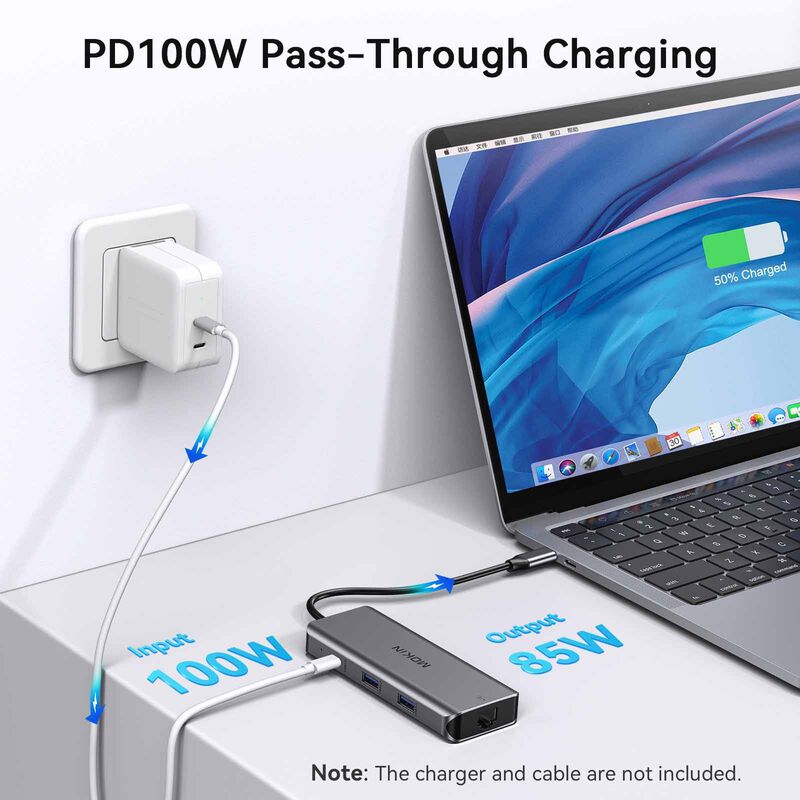 MOKIN 8-in-1 Hdmi 4k Usb-c 3.0 Usb-a 3.0 X 2 Rj45 Lan Port Sd/micro Sd Usb-c Pd100w Charging MK-MOUC0315-image 4