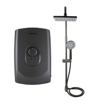 MISTRAL Shower Water Heater With Dc Pump - Gun Metal MSH99-GM