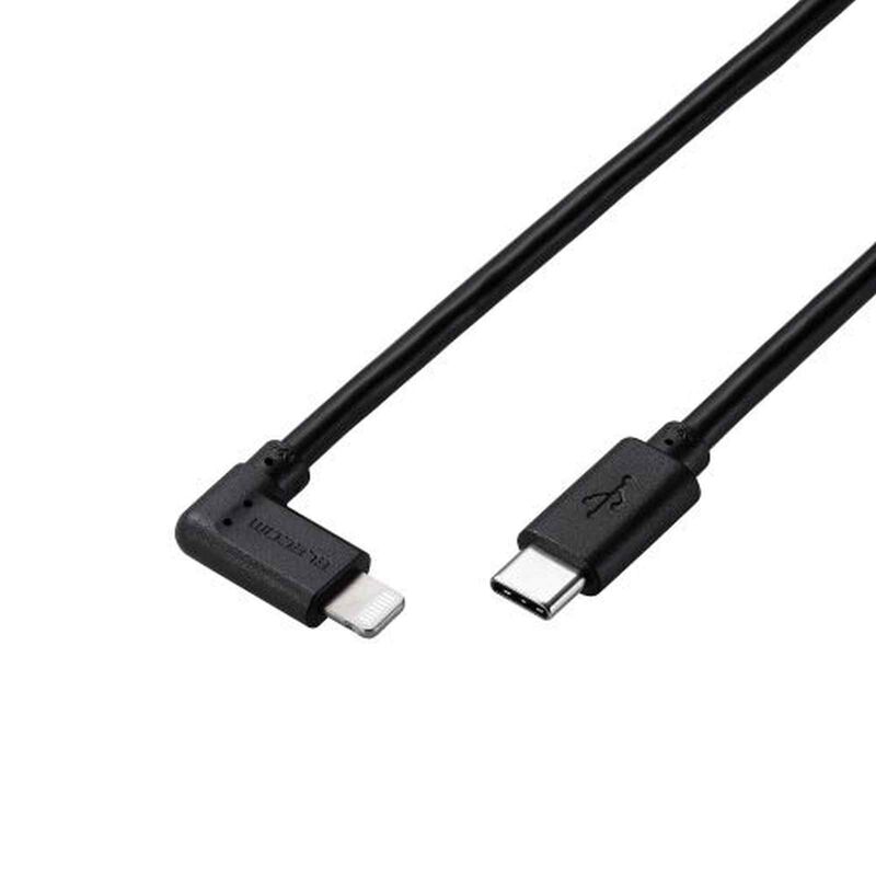 ELECOM Type C-lightning Cable Pd 1.2m L Shaped Anti Bacterial Black MPA-CLL12BK-image 1