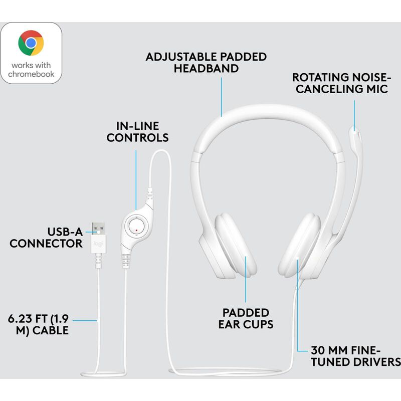 LOGITECH H390 Usb Stereo Headset Off-white (2y) 981-001287-image 6