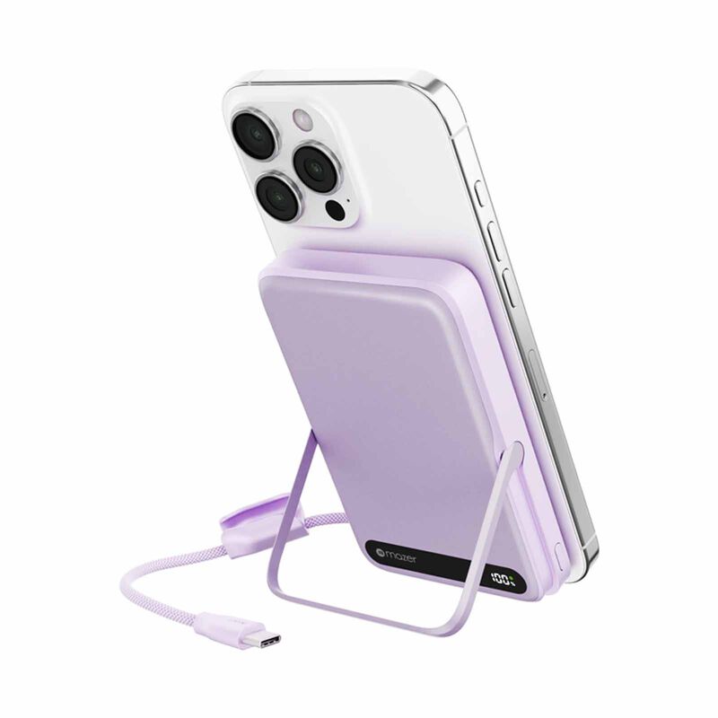 MAZER Maglink 10,000mah Magnetic 15w/apple Watch Charging/usb-c Pd27w Cable Power Bank-lavender M-MAGLINK19-LD-image 2