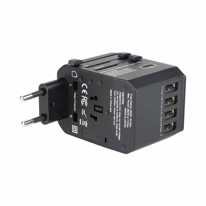 VERBATIM Universal Travel Adapter - 5 Port (1 Type C, 4 Usb) Black VM65686-image 8