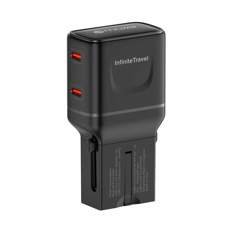 MAZER Infinitetravel Pocket Gan Pd65w 2c Travel Charger-black M-IFTRAVEL565-BK-image 1