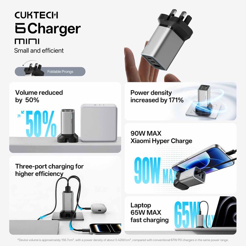 CUKTECH Charger No 6 Pd 90w Gan Mini W Cable CKTAD653ENBK-image 2