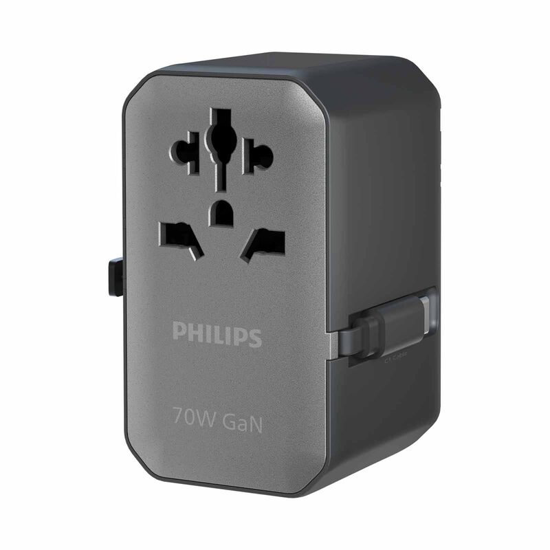 PHILIPS 70w Travel Adapter With Retractable Usb C Cable CHP9004B/97-image 1