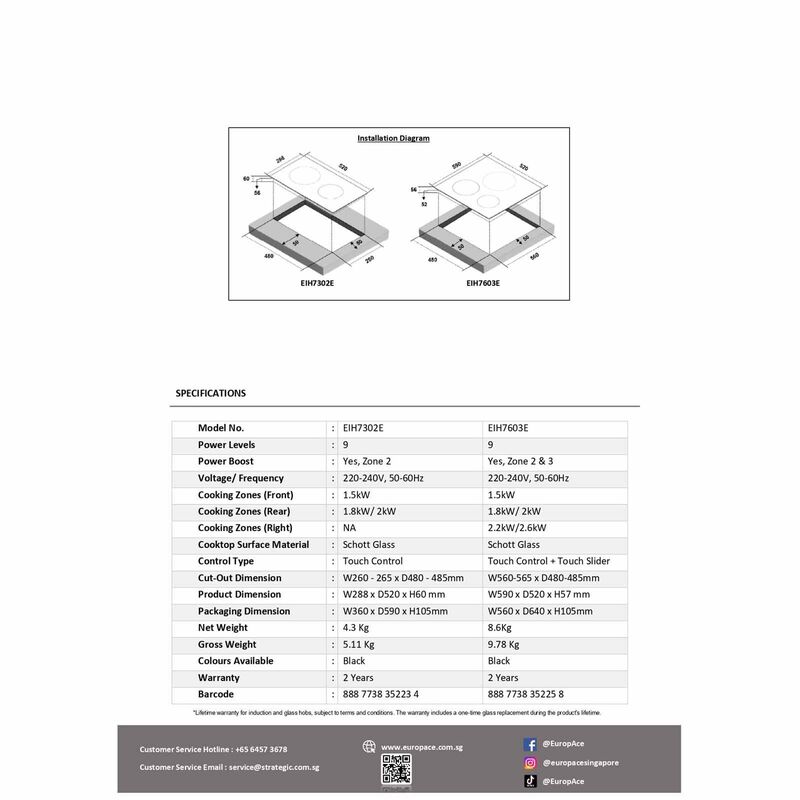 OTIMMO 3 Zones Induction Hob (7 Series) EIH7603E-image 5