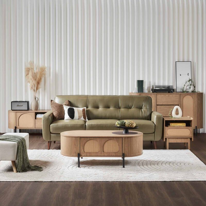 MUZE 3 Seater (fl) C15 Green Full Leather Sofa BLYTHE-image 2