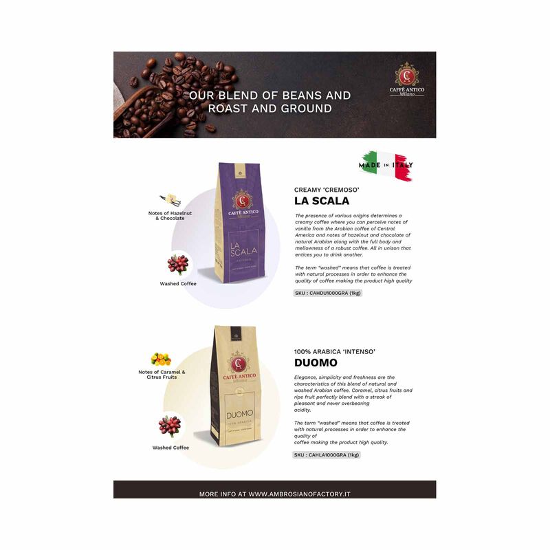 KITH Caffe Antico Coffee Beans Mix Intenso In Pack Doumo Antico Milano 1kg CAHDU1000GRA-image 2