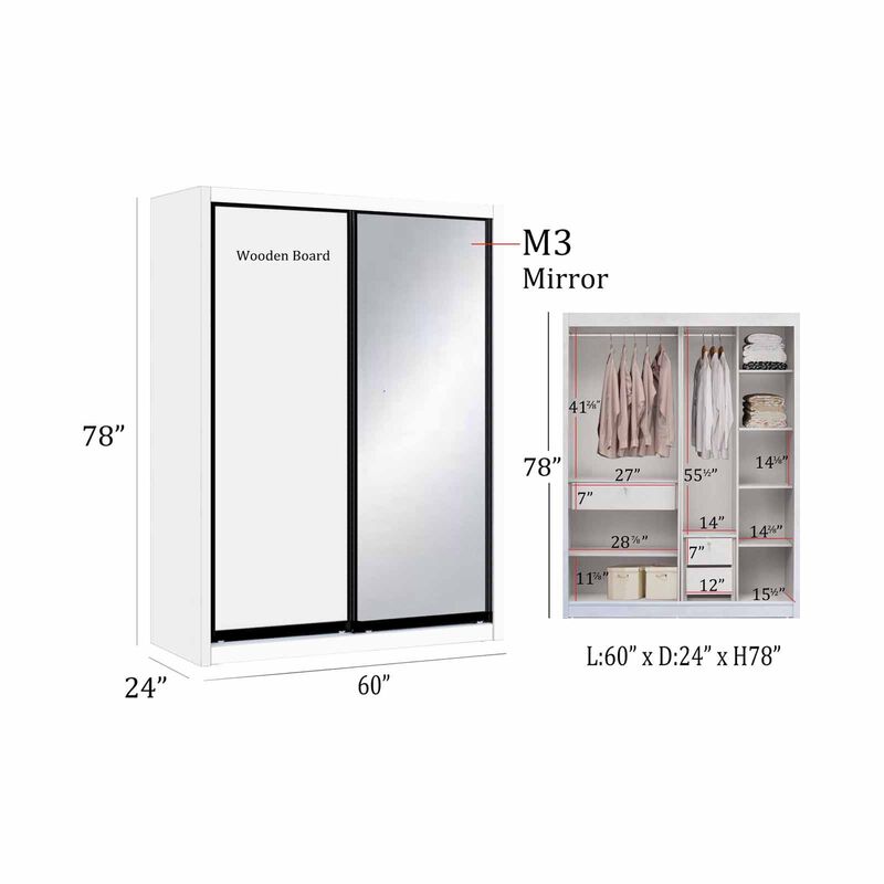 SMARTBOX 2 Door Sliding Wardrobe (white-56) DUBLIN-image 2