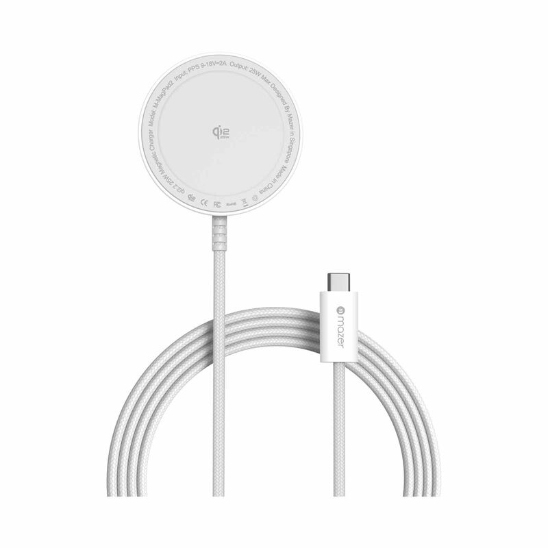 MAZER Qi2.2 25w Certified Wireless Charging Pad With 1.5m Cable-white M-MAGPAD2-WH-image 1