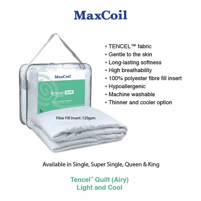 MAXCOIL Single Size Airy Tencel&trade; Quilt (120gsm) CLASSIC BEDDING TENCEL QUILT - AIRY-image 2